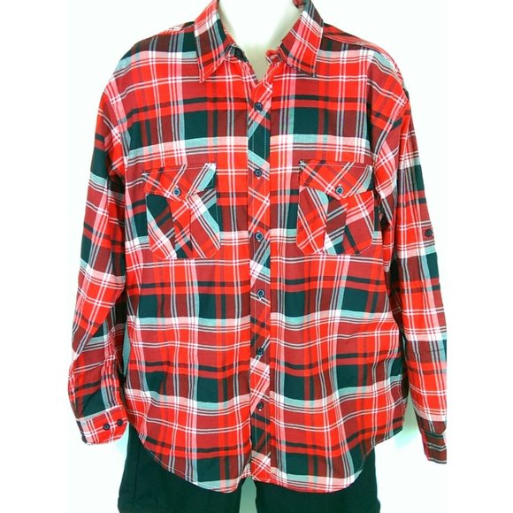 American Fusion Gear Mens Western Button Up Shirt XL Red Plaid Roll Up L/S NWOT - Picture 3 of 12